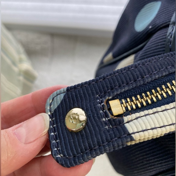 Kate Spade EUC Rare Park Row Karen Hobo Bag Navy Blue with Multicolored Dots - Picture 15 of 16